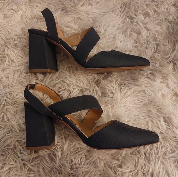Dark Navy Blue Snakeskin Strappy Slingbacks US.6.5 (EU 37) - Picture 5 of 6